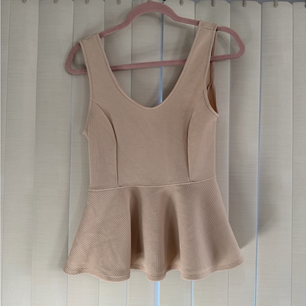 Elegant Beige Sleeveless Peplum Top